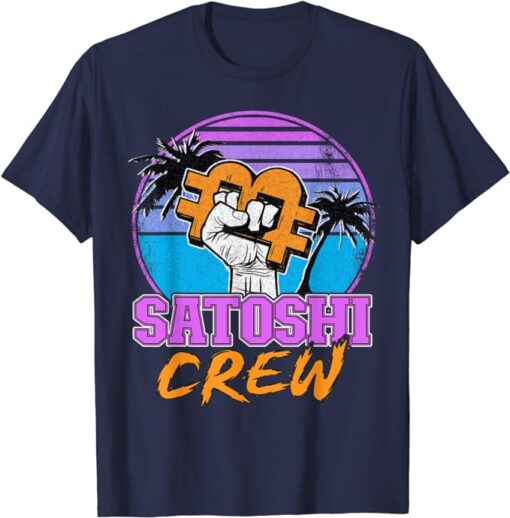 Satoshi Crew Vaporwave Cryptocurrency Retrowave BTC Bitcoin T-Shirt