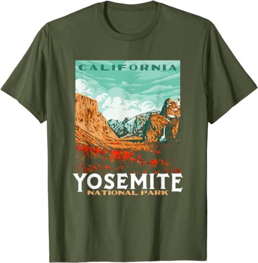 Retro Yosemite National Park Valley WPA Style Vintage T-Shirt