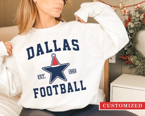 Dallas Football Christmas Sweatshirt, Vintage Cowboy Christmas Crewneck