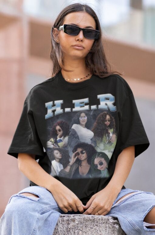 HER Hiphop TShirt | H E R Sweatshirt Vintage | H E R Hip hop RnB Rapper Soul | H E R American Rapper Shirt