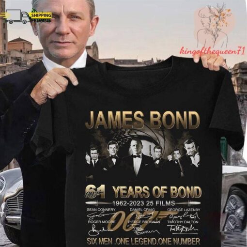 007 James Bond 61Th Anniversary 1962-2023 Signatures Movie Shirt, Action Tee, James Bond 007 Unisex Tshirt