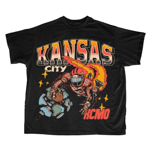 Kansas City Football T Shirt | Kansas City Graphic Bootleg T Shirt | Vintage Kansas City Football