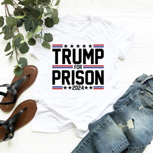 Trump for Prison 2024 T-Shirt Trump Mug Shot Shirt Political Humor Shirts Trump Arrested Funny Tee Anti Trump Democrat