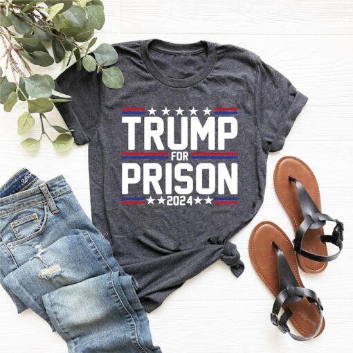 Trump for Prison 2024 T-Shirt Trump Mug Shot Shirt Political Humor Shirts Trump Arrested Funny Tee Anti Trump Democrat