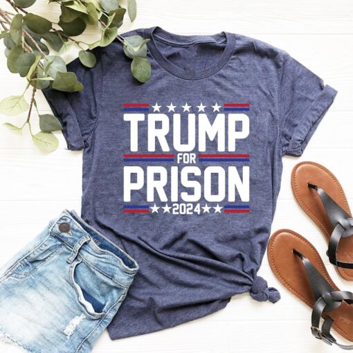 Trump for Prison 2024 T-Shirt Trump Mug Shot Shirt Political Humor Shirts Trump Arrested Funny Tee Anti Trump Democrat