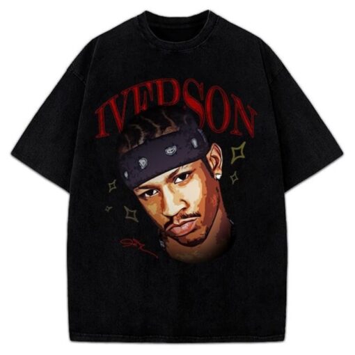 Allen Iverson T-Shirt The Answer Portrait Painting Vintage Basketball Style 90's Vibe Tee