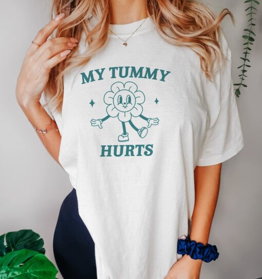 My Tummy Hurts, Tummy Ache Survivor, Meme T Shirt, Funny T Shirt, Retro Cartoon, Vintage Cartoon, UNISEX