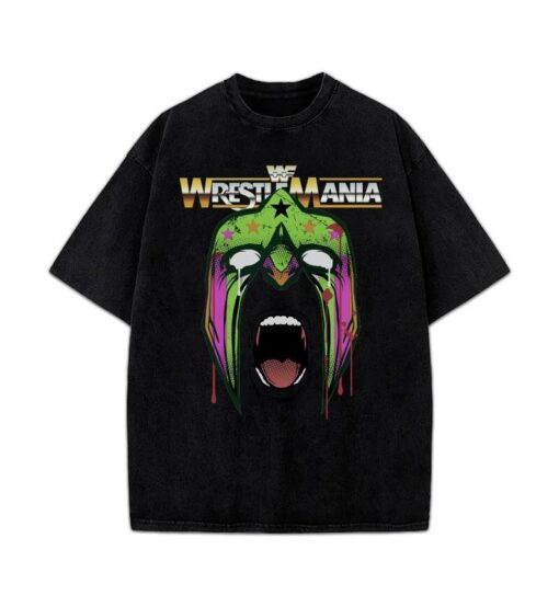 The Ultimate Warrior Vintage Style Wrestlemania WWF Custom Design Men T-Shirt