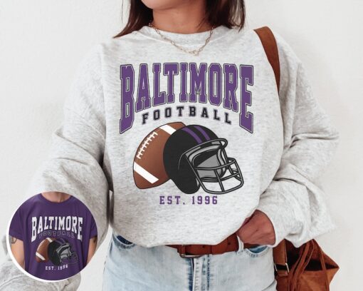 Vintage Baltimore Football Crewneck Sweatshirt  T-Shirt , Vintage Style Baltimore Shirt, Ravens Crewneck