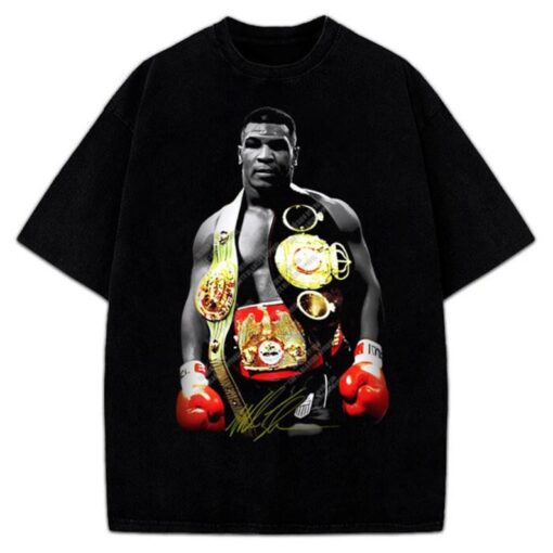 Mike Tyson Undisputed World Heavyweight Champion Belts Vintage Graphic T-Shirt