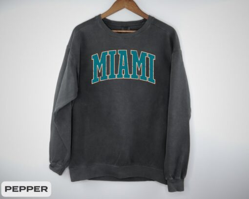 Miami Dolphins Vintage Style Crewneck, Miami Football Sweater, Dolphins Football Sweatshirt, Miami Fan Gift for Her Him