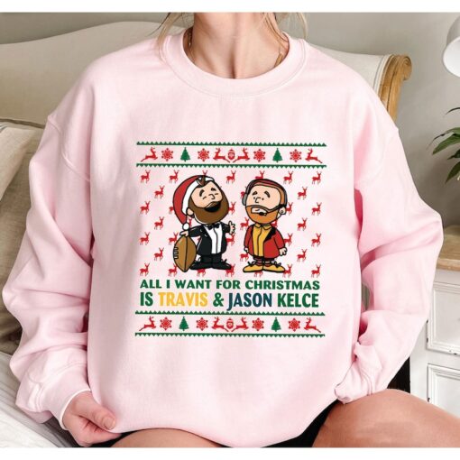 Travis & Jason Kelce Christmas Sweatshirt, Travis Kelce Have A Merry Kelcemas Tshirt, Football Ugly Christmas Sweater