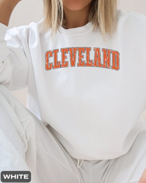 Vintage Cleveland Browns Football Crewneck, Cleveland Football Sweater, Cleveland Sweatshirt, Gift for Women Men