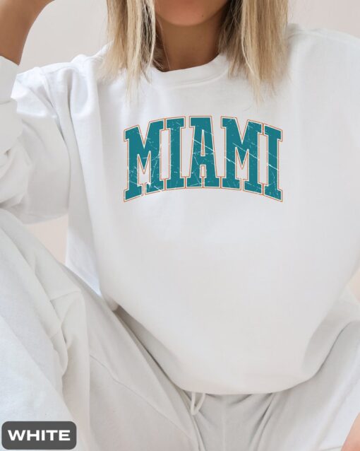 Miami Dolphins Vintage Style Crewneck, Miami Football Sweater, Dolphins Football Sweatshirt, Miami Fan Gift for Her Him