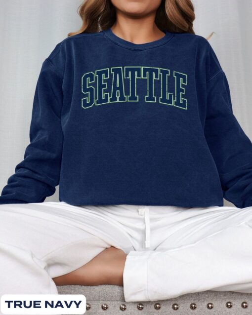 Vintage Style Seattle Football Sweater, Seattle Football Sweatshirt, Seattle Crewneck, Gift for Her Him