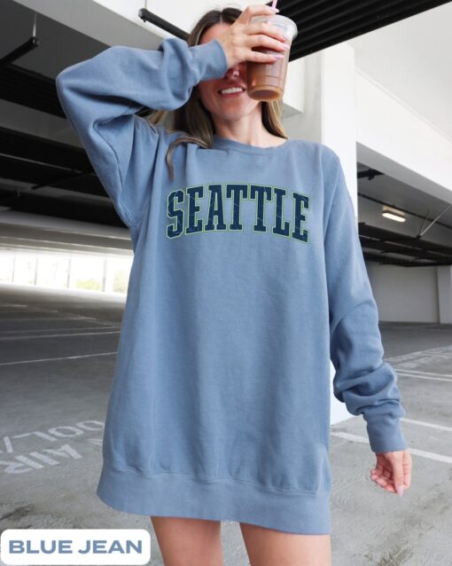 Vintage Style Seattle Football Sweater, Seattle Football Sweatshirt, Seattle Crewneck, Gift for Her Him