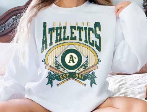 Oakland Baseball Sweatshirt | Vintage Style Oakland Baseball Crewneck Sweatshirt | Oakland EST 1901 Sweatshirt