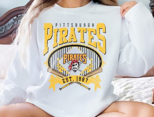 Pittsburgh Baseball Sweatshirt | Vintage Style Pittsburgh Baseball Crewneck Sweatshirt | Pittsburgh EST 1887 Sweatshirt