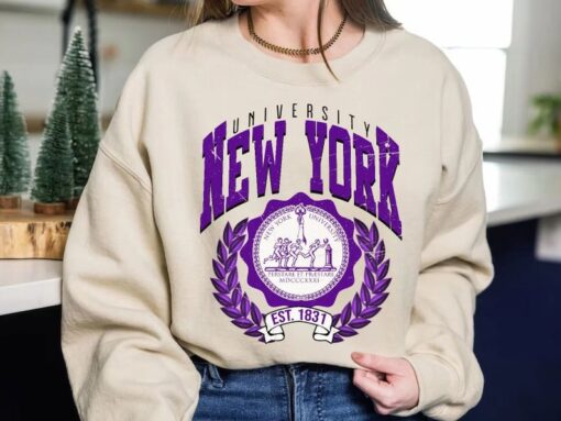 New York University, New York Shirt, Vintage NYU Sweater, NYC School Shirt, Preppy NY Hoodie, Varsity Pullover