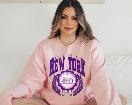 New York University, New York Shirt, Vintage NYU Sweater, NYC School Shirt, Preppy NY Hoodie, Varsity Pullover