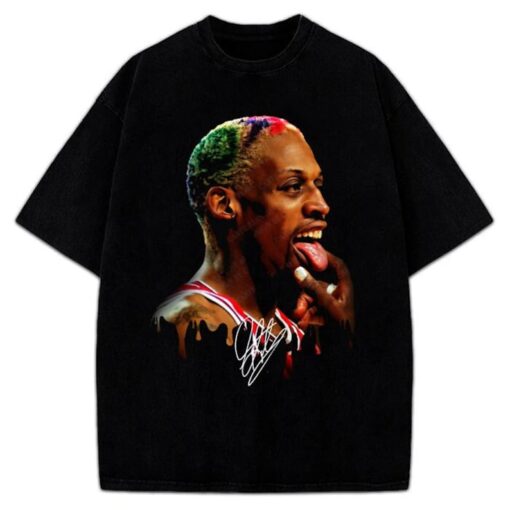 Dennis Rodman Tongue Out Rodzilla Hollywood 90's Vintage Design T-Shirt