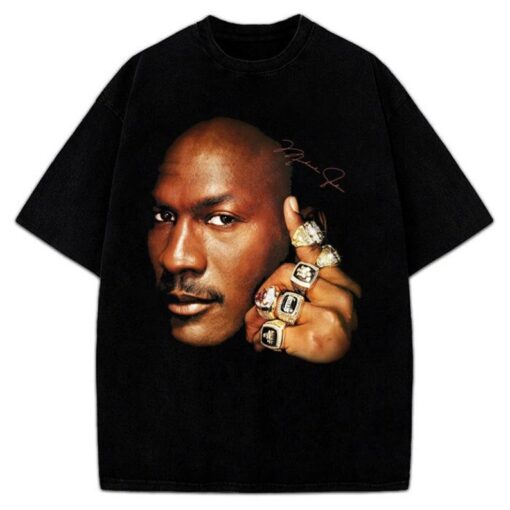 Michael Jordan Six Championship 6 Rings Last Dance Graphic 90's Bulls T-Shirt