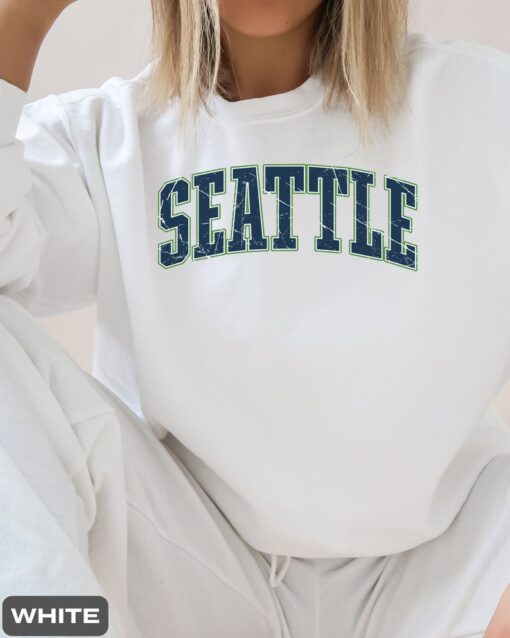 Vintage Style Seattle Football Sweater, Seattle Football Sweatshirt, Seattle Crewneck, Gift for Her Him