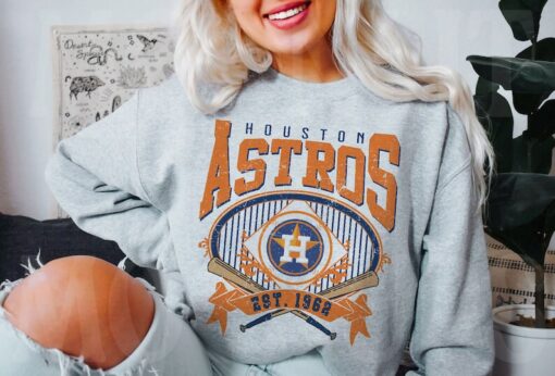 Houston Baseball Sweatshirt | Vintage Style Houston Baseball Crewneck Sweatshirt | Houston EST 1962 Sweatshirt