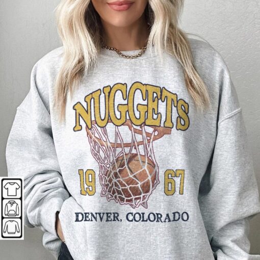 Retro Denver Basketball T Shirt, Nuggets 90s Basketball Graphic Tee