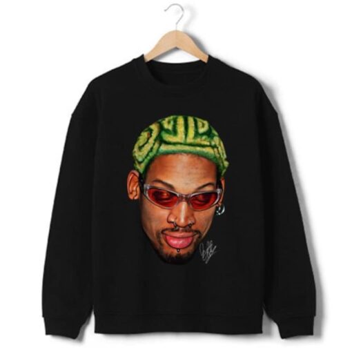 Dennis Rodman Zig Zag Green Hair Rodzilla Hollywood 90's Vintage Design Crewneck Sweatshirt