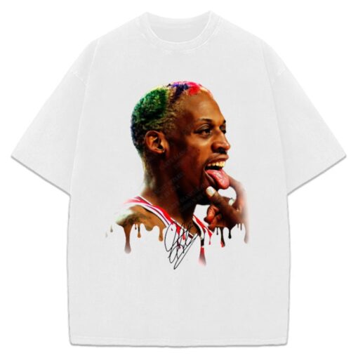 Dennis Rodman Tongue Out Rodzilla Hollywood 90's Vintage Design T-Shirt