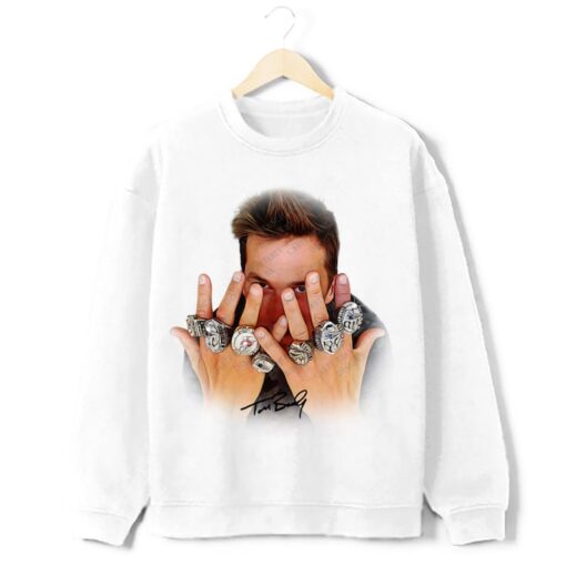 Tom Brady Sweatshirt 7 Rings Greatest Of All Time GOAT Crewneck Sweatshirt