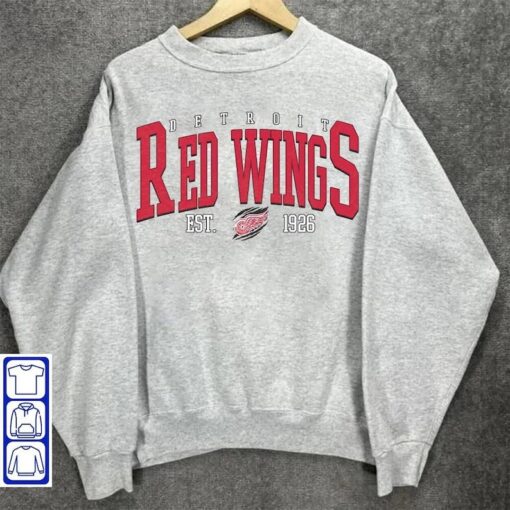 Vintage 90s Detroit Red Wing Shirt, Crewneck Detroit Hockey Sweatshirt, Red Wings Jersey Hockey Hoodie