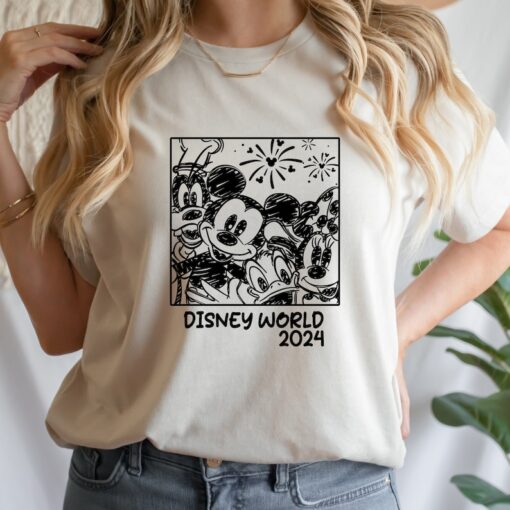 Vintage Disney Family Vacation 2024 T-Shirt, 2024 Disney Trip T-Shirt, Mickey & Friends Disney Trip 2024 Shirt