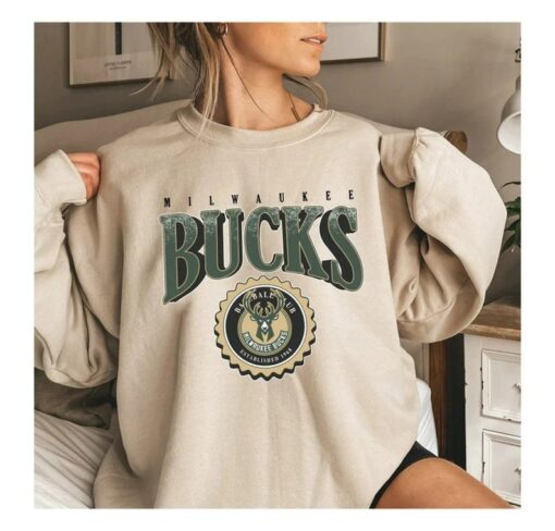 Vintage NBA Bucks Basketball Sweatshirt  T-Shirt, NBA Basketball Shirt, 2022–23 Basketball