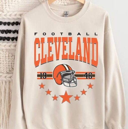 Cleveland Football Sweatshirt, Vintage Style Cleveland Football Crewneck, America Football Sweatshirt