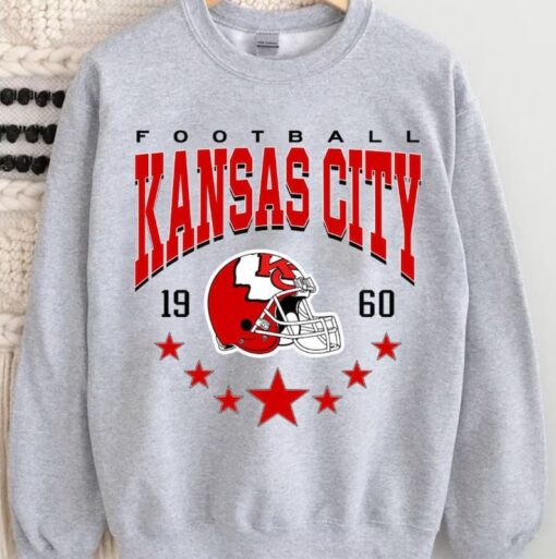 Vintage Style Kansas City Football Shirt, Kansas City Football Crewneck, Chiefs Football Hoodie Gift for fans