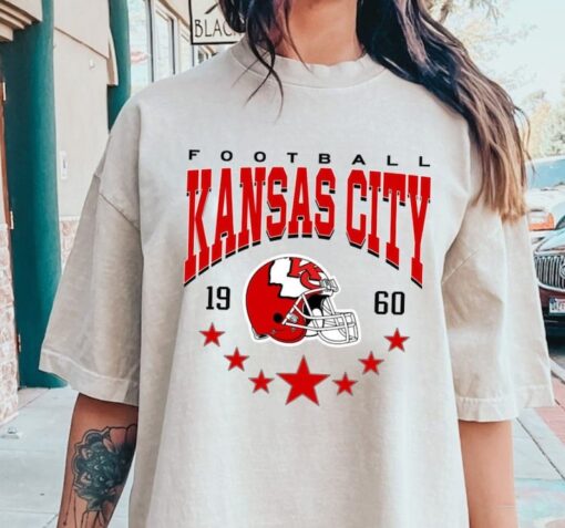 Vintage Style Kansas City Football Shirt, Kansas City Football Crewneck, Chiefs Football Hoodie Gift for fans