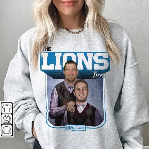 Jared Goff Dan Campbell Detroit Football Shirt, The Lions Step Bros Funny Sweatshirt, Detroit Football Fan 90s Hoodie