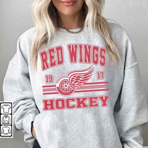 Vintage 90s Detroit Red Wings Sweatshirt Shirt, Red Wings Hockey Crewneck Sweatshirt