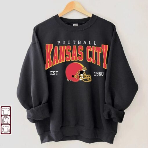 Retro Kansas City Football Shirt, Vintage Style Kansas City Football Crewneck Sweatshirt