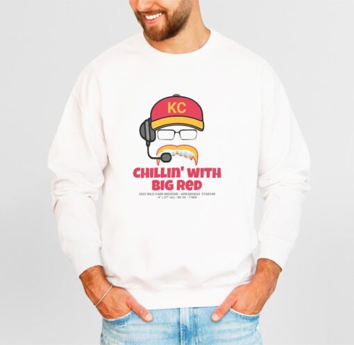 Chillin' with Big Red Shirt, Andy Reid Chiefs Frozen Mustache KC Football Crewneck Sweatshirt