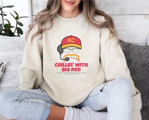 Chillin' with Big Red Shirt, Andy Reid Chiefs Frozen Mustache KC Football Crewneck Sweatshirt