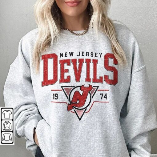 Vintage 90s New Jersey Hockey Sweatshirt, New Jersey Hockey Unisex t-shirts, long-sleeved t-shirts