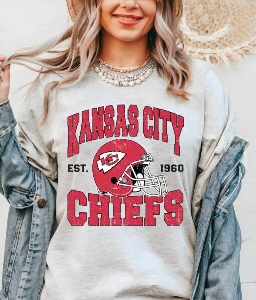 Vintage Kansas City Football Shirt, Chiefs Shirt, KC over heart, Let's Go Chiefs Tee, Super Bowl, Kansas City Chiefs