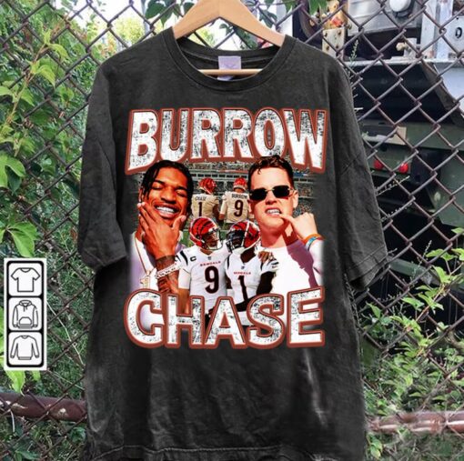 Vintage 90s Graphic Style Burrow Chase T-Shirt - Burrow Chase Vintage Hoodie - Retro American Football Tee For Man and