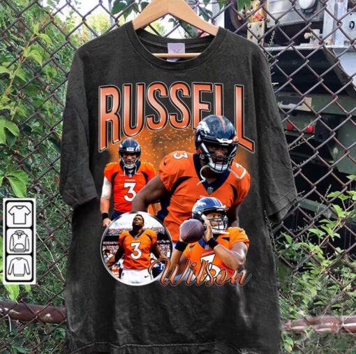 Vintage 90s Graphic Style Russell Wilson T-Shirt - Russell Wilson Hoodie - Retro American Football Tee For Man and Woman