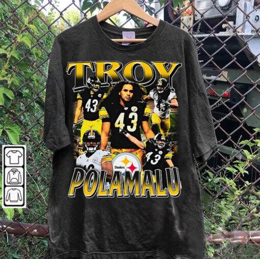 Vintage 90s Graphic Style Troy Polamalu T-Shirt - Troy Polamalu Football TShirt - American Football Tee For Man and