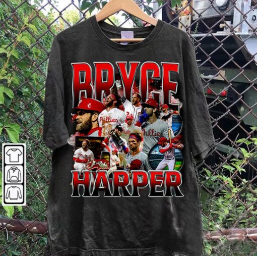 Vintage 90s Graphic Style Bryce Harper T-Shirt - Bryce Harper Sweatshirt - Retro American Baseball Tee For Man and Woman