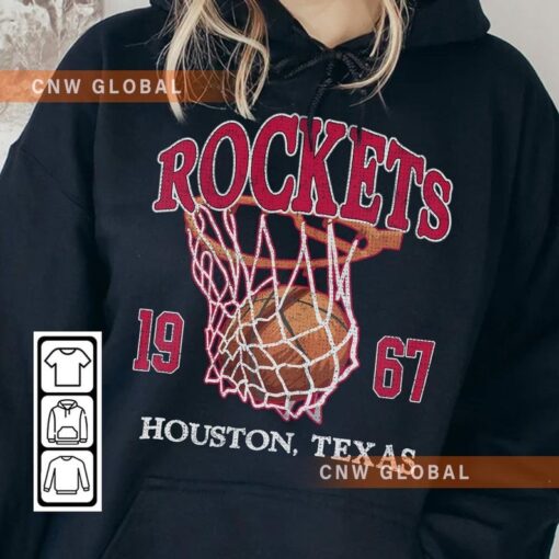 Houston Basketball Vintage Shirt, Rockets 90s Basketball Graphic Tee Sweatshirt